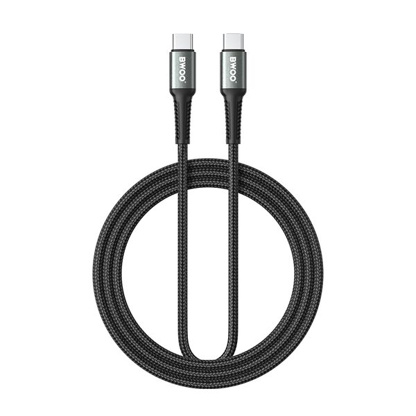 Kábel BWOO pletený USB-C - USB-C 2m 60W čierny