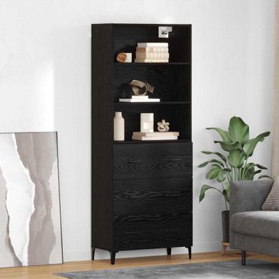 vidaXL Highboard Čierny dub 69,5 x 34 x 180 cm Kompozitné drevo