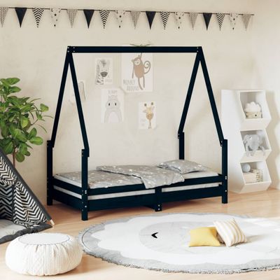 vidaXL Rám detskej postele čierny 70x140 cm masívna borovica
