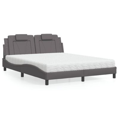 vidaXL Posteľ Viana s matracom sivá 160x200 cm umelá koža
