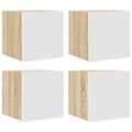vidaXL Nástenné TV skrinky 4 ks biele a dub sonoma 30,5x30x30 cm