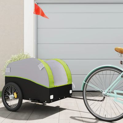 vidaXL Vozík za bicykel, čierno zelený 45 kg, železo