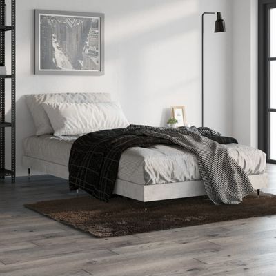 vidaXL Posteľný rám betónový sivý 90x200 cm borovicový masív