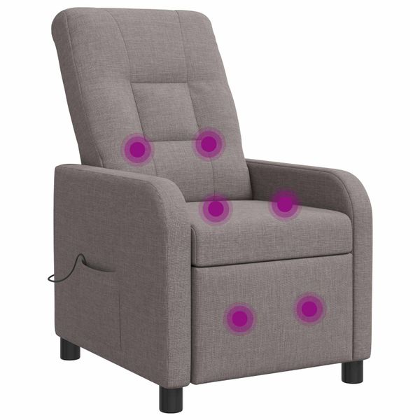 vidaXL Masážne relaxačné kreslo Sivohnedá Látka