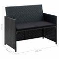 vidaXL 4-dielna záhradná sedacia súprava+podložky, polyratan, čierna