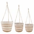vidaXL 3 ks Prírodná, biela a béžová Ø26 x 19 cm 100% Morská tráva