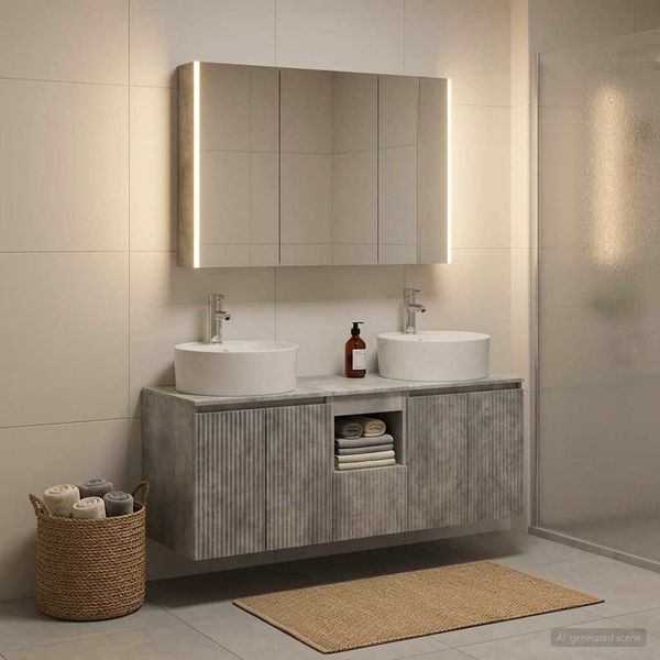 vidaXL Set kabinetov do kúpeľne 4 pcs Betónovo sivá Kompozitné drevo