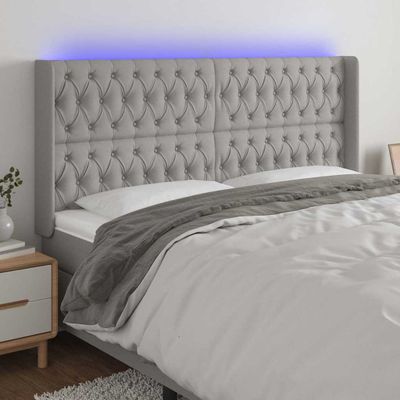 vidaXL Čelo postele s LED bledosivé 183x16x118/128 cm látka