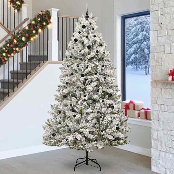 vidaXL Umelý vianočný stromček Zelená a biela 270 cm PVC a kov