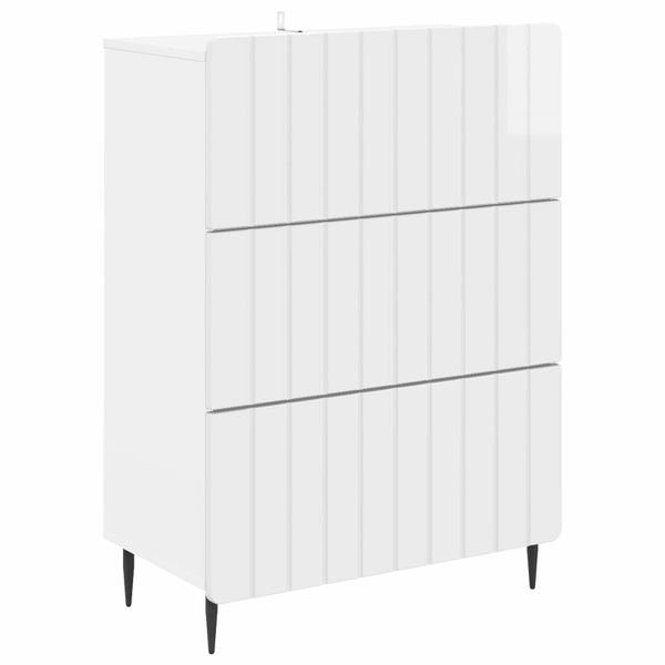 vidaXL Zásuvkový kabinet Biela s vysokým leskom 66 x 34,5 x 92 cm