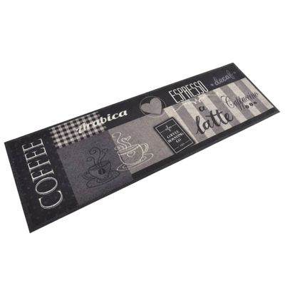 vidaXL Kuchynský koberec umývateľný Coffee čierny 60x180 cm zamat