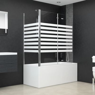 vidaXL Vaňová zástena 120x68x130 cm, tvrdené sklo, pruhovaná