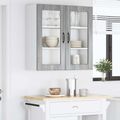 vidaXL Nástenný sklenený kabinet PORTO Sivý Sonoma 80 x 31 x 80 cm