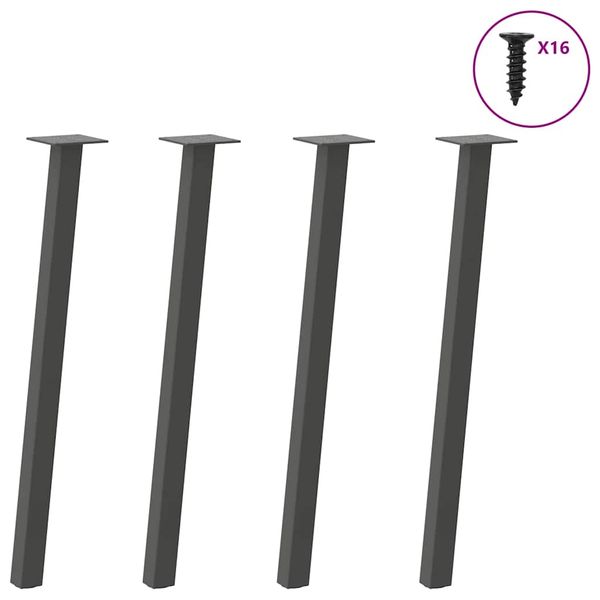 vidaXL Nohy ku konzolovému stolíku 4 ks, antracitové, 72 cm, oceľové