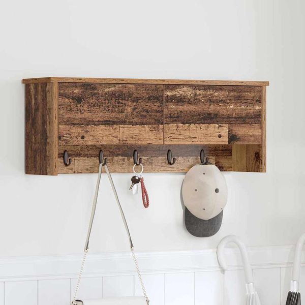 vidaXL Vešiak na stenu Staré drevo 80 x 20 x 30 cm Kompozitné drevo