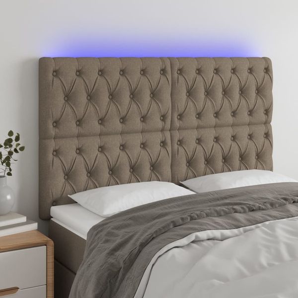 vidaXL Čelo postele s LED sivohnedé 160x7x118/128 cm látka