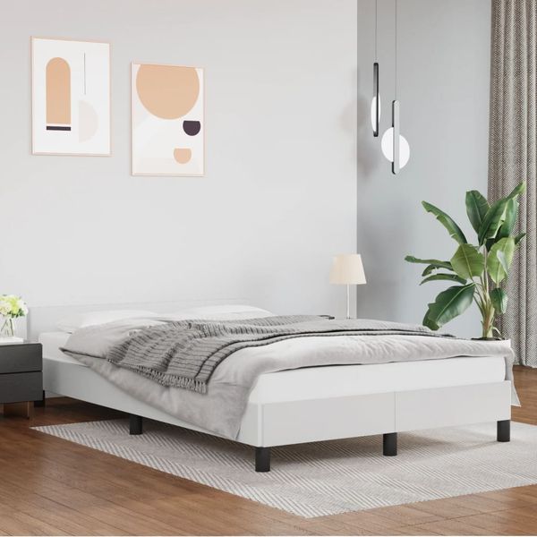 vidaXL Posteľ bez matraca biela 120x190 cm umelá koža