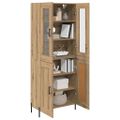 vidaXL Highboard Remeselný dub 69,5 x 34 x 180 cm Kompozitné drevo