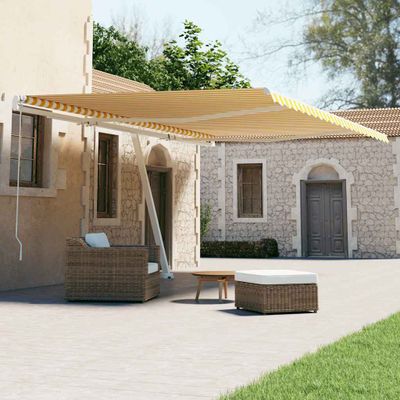 vidaXL Samostatne stojaca automatická markíza 500x300 cm žlto-biela