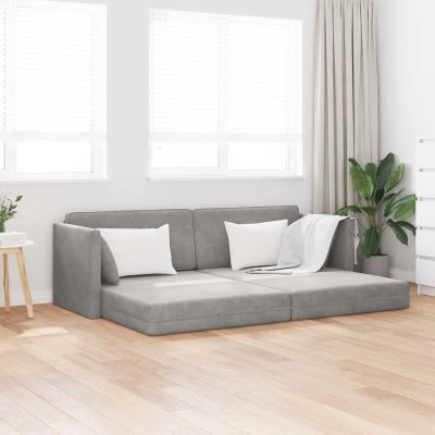 vidaXL Podlahová pohovka na spanie Svetlosivá 213 x 70 x 77 cm Zamat