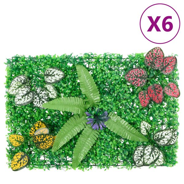 vidaXL Umelý plot z rastlín 6 ks zelený 40x60 cm