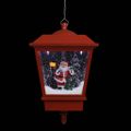 vidaXL Vianočná závesná lampa s LED osvetlením a Santom červená 27x27x45 cm