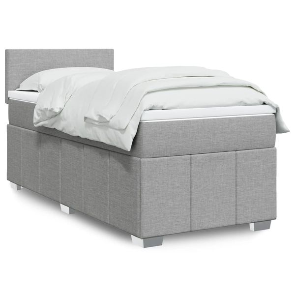 vidaXL Posteľný rám boxsping s matracom bledosivý 80x200 cm látka