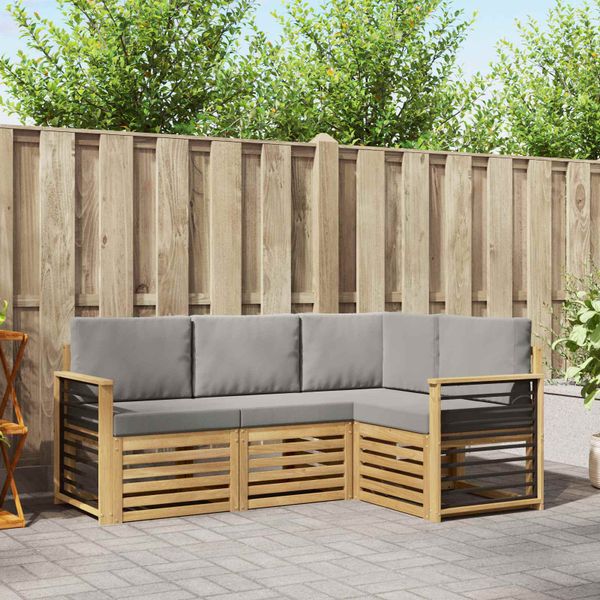 vidaXL Súpravy pohoviek 4 pcs Biela a svetlosivá 187,5 x 128,5 x 73 cm