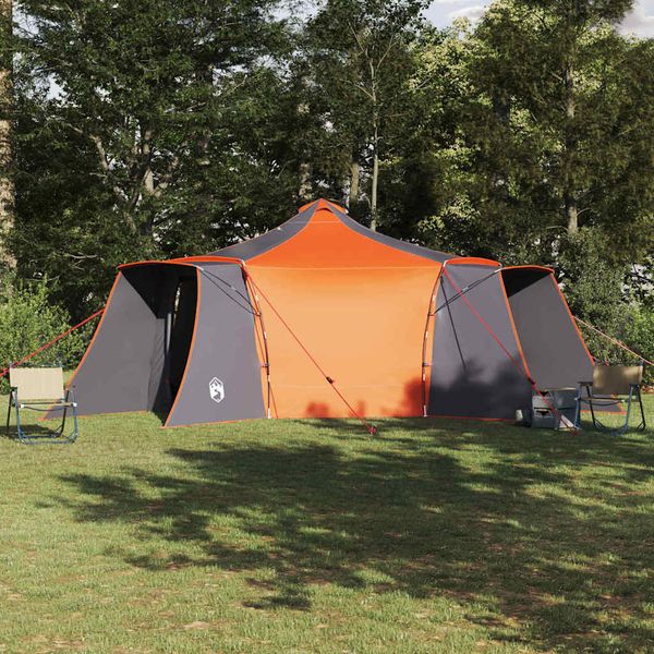 vidaXL Tipi stan so strechou Šedá a oranžová 492 x 492 x 275 cm taft