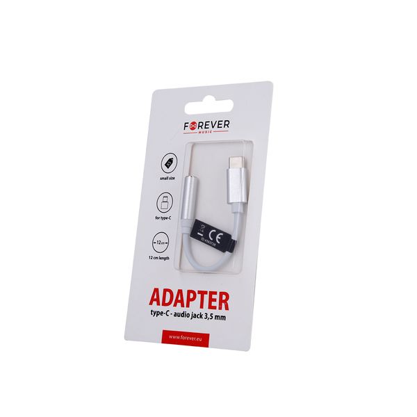 Adaptér Forever audio USB-C - jack 3,5 mm biely