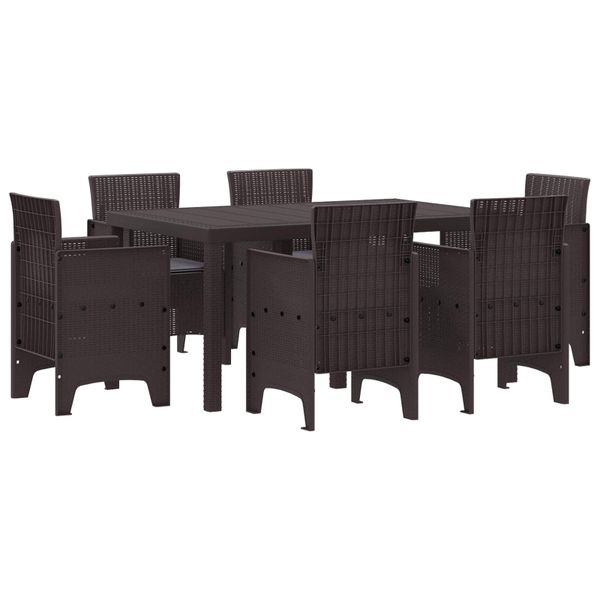 vidaXL Záhradný jedálenský set 7 pcs Hnedá Polt ratan