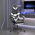 vidaXL Otočná herná stolička s podnožkou čierna a biela umelá koža
