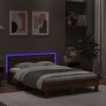 vidaXL Posteľný rám s čelom a LED hnedý dub 120x190 cm