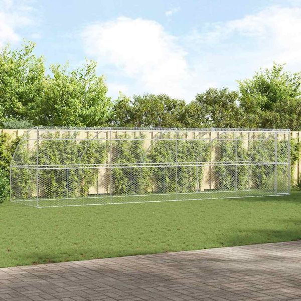 vidaXL Psí kennel 4 pcs Strieborná 8 x 2 x 2 m Pozinkovaná oceľ