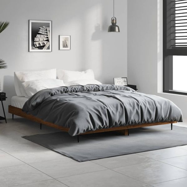 vidaXL Posteľný rám bez matraca hnedý dub 140x190 cm kompozitné drevo