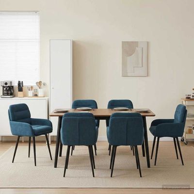 vidaXL Jedálenské stoličky 6 ks Zamat Modrá 59 x 59,5 x 90 cm