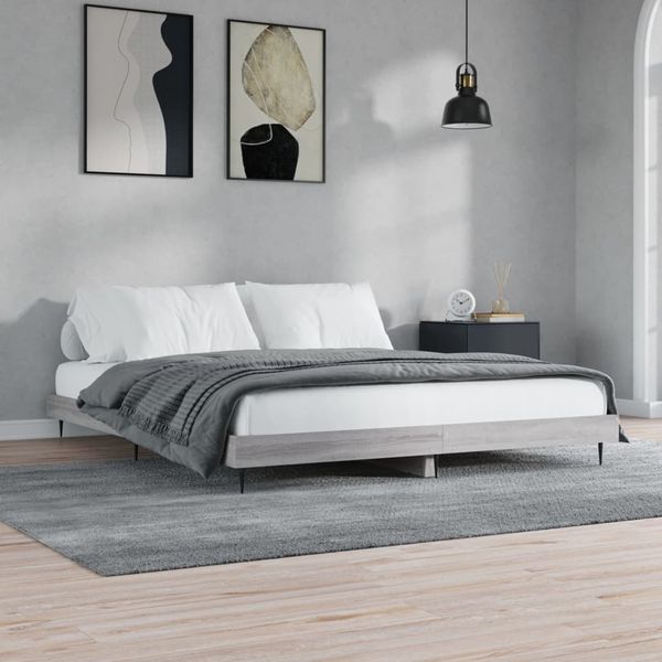 vidaXL Posteľný rám sivý dub sonoma 150x200 cm kompozitné drevo