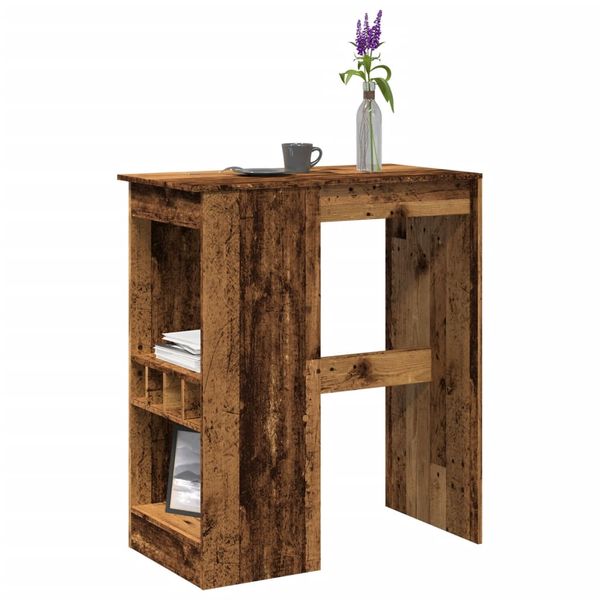 vidaXL Barový stôl s policami staré drevo 90x47,5x103,5cm kompoz.drevo