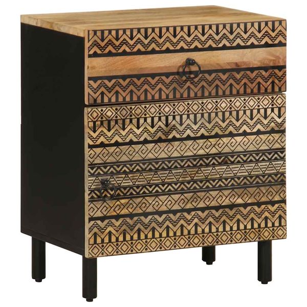 vidaXL skrinka na posteľ čierna 50x33x60 cm masívne hrubé drevo mango