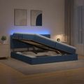 vidaXL LED úložná posteľ s matracom Modrá 200 x 200 cm Látka