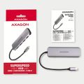 AXAGON HMC-HCR3A, USB 3.2 Gen 1 hub, porty 3x USB-A, HDMI 4k/30Hz, SD/microSD, kábel USB-C 20cm Replikátor portu, USB-C na 3x USB 3.0, 1x HDMI, 1x SD slot, 1x microSD slot, striebro-cerný