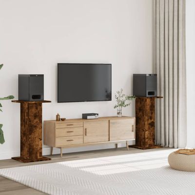 vidaXL Stojany na reproduktor 2ks dymový dub 30x30x80 cm kompoz. drevo