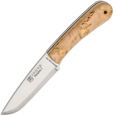 JOKER CL135 MONTANERO outdoorový nôž 11 cm, drevo kučeravej brezy, kožené puzdro
