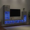 vidaXL 4-dielne TV nástenné skrinky s LED betónovo sivé kompozit.drevo