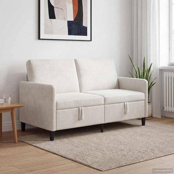 vidaXL Sofa s úložným priestorom Krémová 152 x 78 x 87 cm Polyester