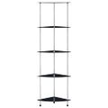 vidaXL Regál s 5 policami, čierny 30x30x130 cm, tvrdené sklo
