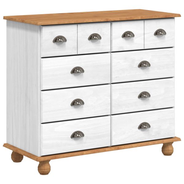 vidaXL Komoda ASKIM Biela 91 x 40 x 79 cm Masívne borovicové drevo
