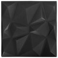vidaXL Nástenné panely 48 ks 50 x 50 cm Diamond Čierny XPS Pena