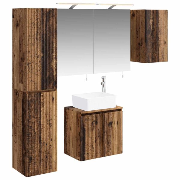 vidaXL Set kabinetov do kúpeľne 5 pcs Staré drevo 50 x 14,5 x 70 cm