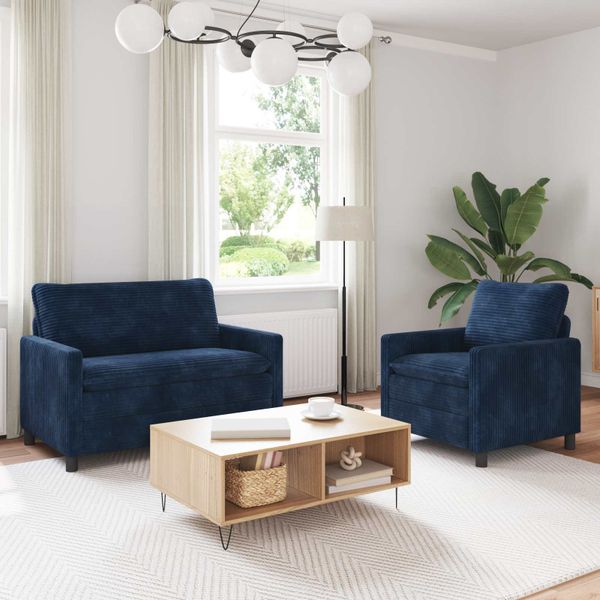 vidaXL Sada pohoviek 2 pcs Námornícka modrá Polyester